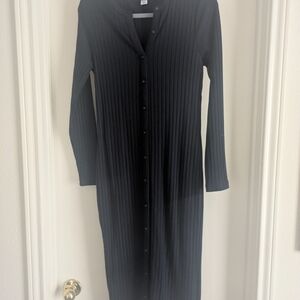 Ribbed Button-Down Midi Sweater Dress